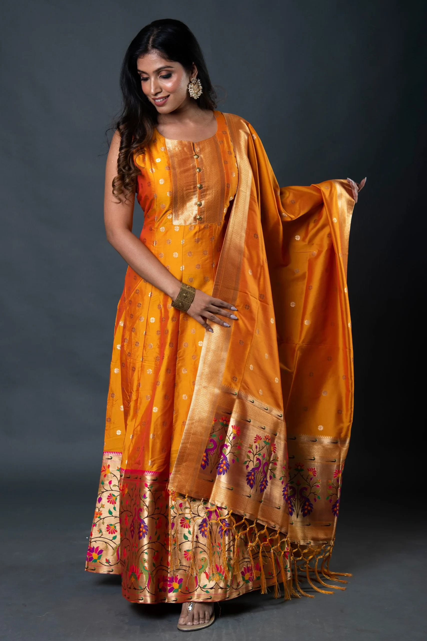 Purple Paithani Silk Unstitched Dress – Shivansh Fab